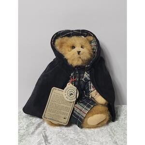 Vintage 1995 Boyd's Bear Bailey with Black Cape and Green Plaid Dress, Retired